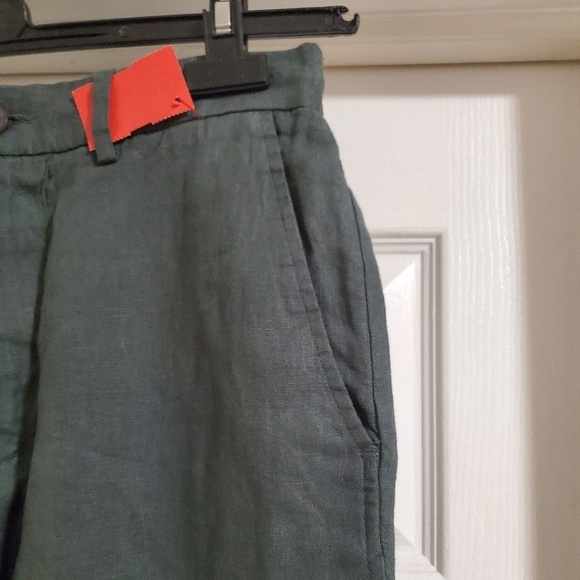 Zara Womens Linen Blend Pants Relaxed Fit Drawstring Waist Olive Green Size S - Picture 3 of 9